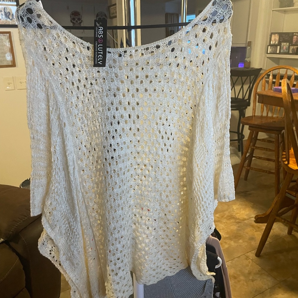 Absolutely Cream Shrug with Airy Knit Design